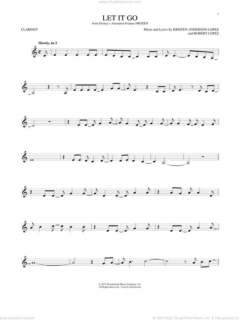 Publisher Hal Leonard Europe. . Let it go sheet music for clarinet